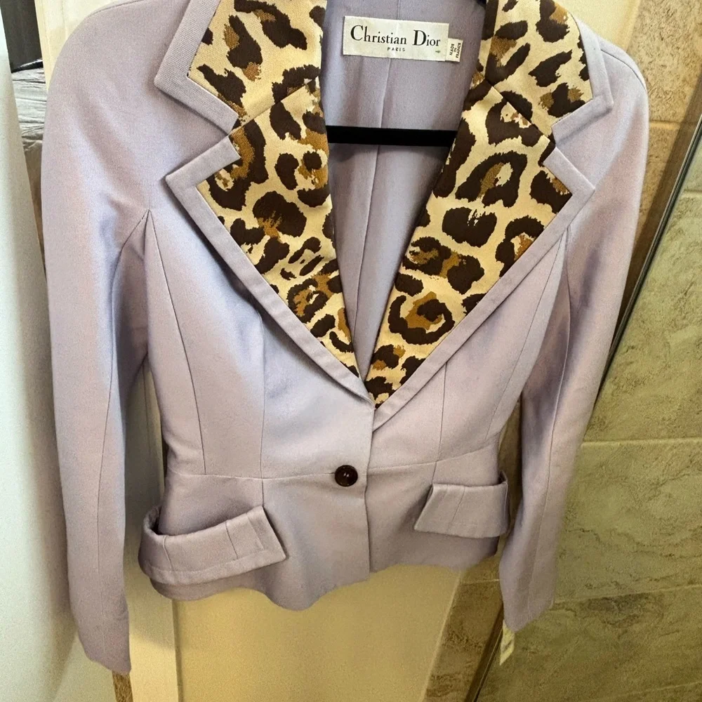Dior Lilac Blazer with Leopard Print Lapel
